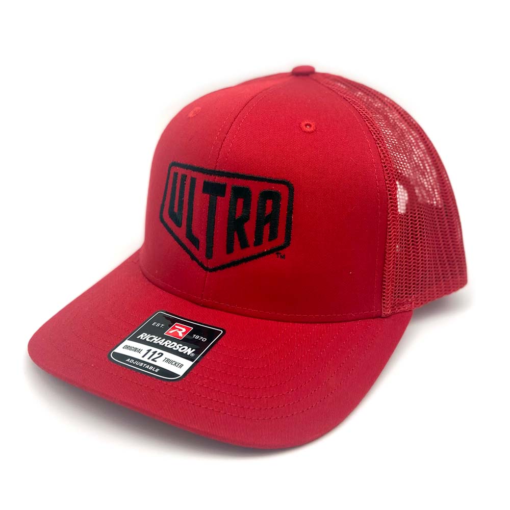 Richardson 112 Snapback Trucker Cap - White/ Red - Adjustable