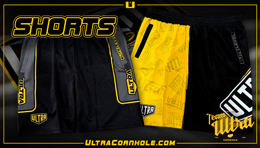 2025 Team Shorts Gray Yellow Black Banner