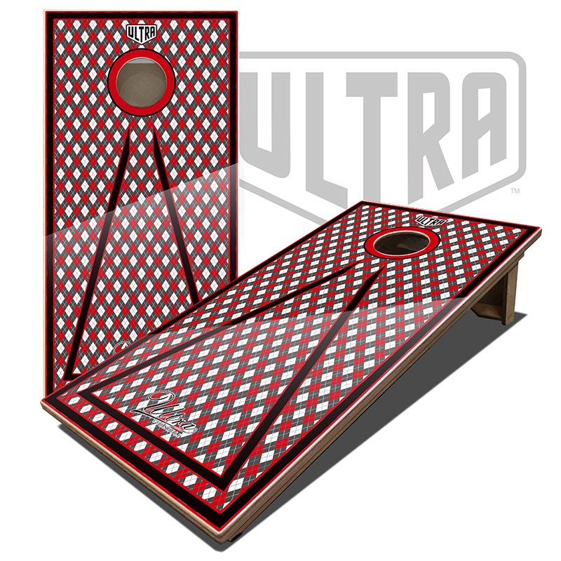 Ultra Elite II Wood Argyle Red Cornhole Boards
