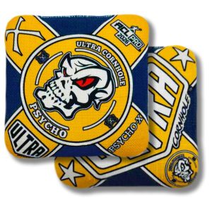 Ultra Cornhole Psycho-X Corn hole bean bags 2026 ACL Pro Navy and Yellow