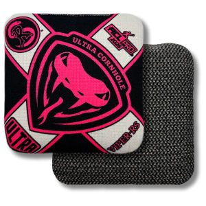 Ultra Cornhole Viper-RS Corn hole bean bags 2026 ACL Pro Black and Pink hybrid carpet