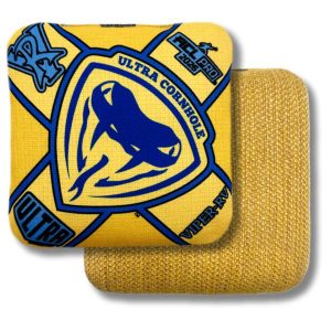 Ultra Cornhole Viper-R Corn hole bean bags 2026 ACL Pro Gold and Blue hybrid carpet