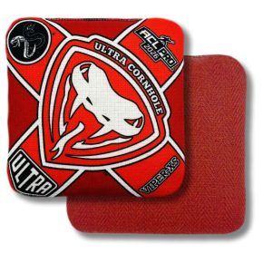 Ultra Cornhole Viper-XS Corn hole bean bags 2026 ACL Pro Red herringbone carpet