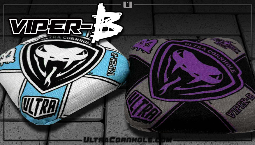 Ultra Cornhole Viper-B Corn hole bean bags 2026 ACL Pro Black and White Banner