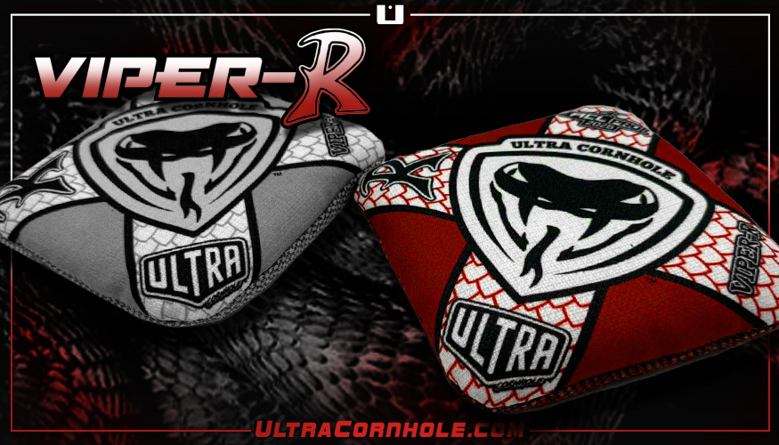 Ultra Cornhole Viper-R Corn hole bean bags 2026 ACL Pro Gray and Red Banner