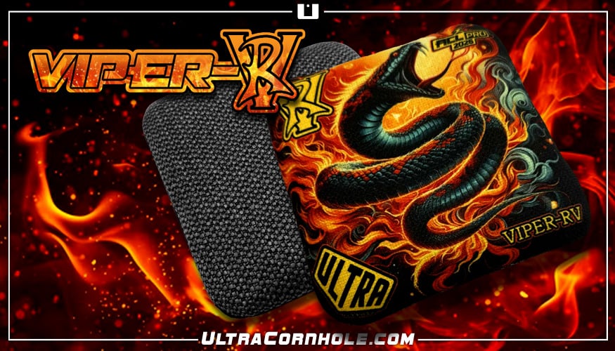 Ultra Cornhole Viper-RV Corn hole bean bags 2026 ACL Pro Fire Snake hybrid carpet