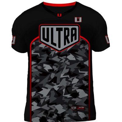 Team Ultra Stealth Camo Black Jersey with Red Trim