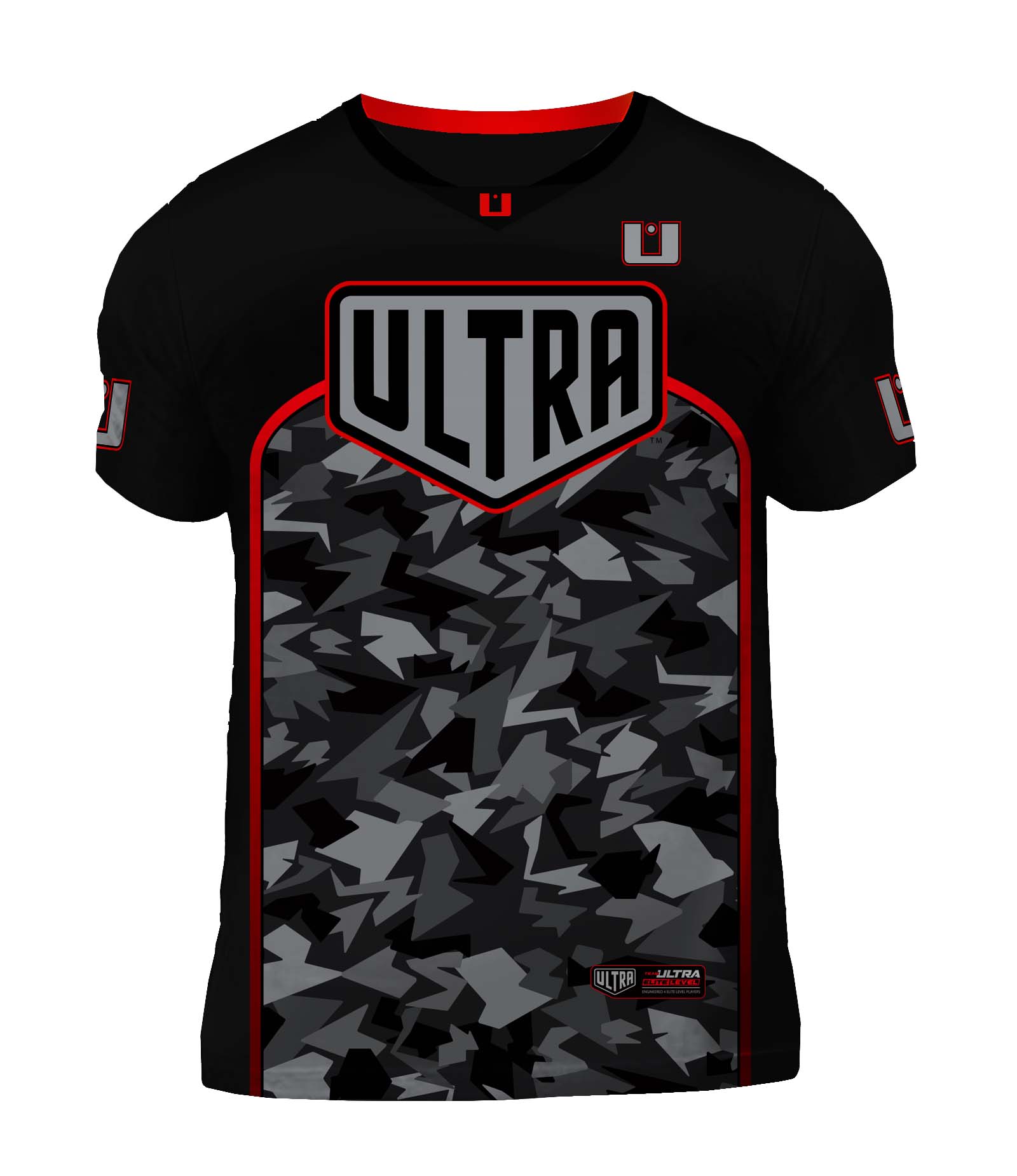 Team Ultra Stealth Camo Black Jersey with Red Trim